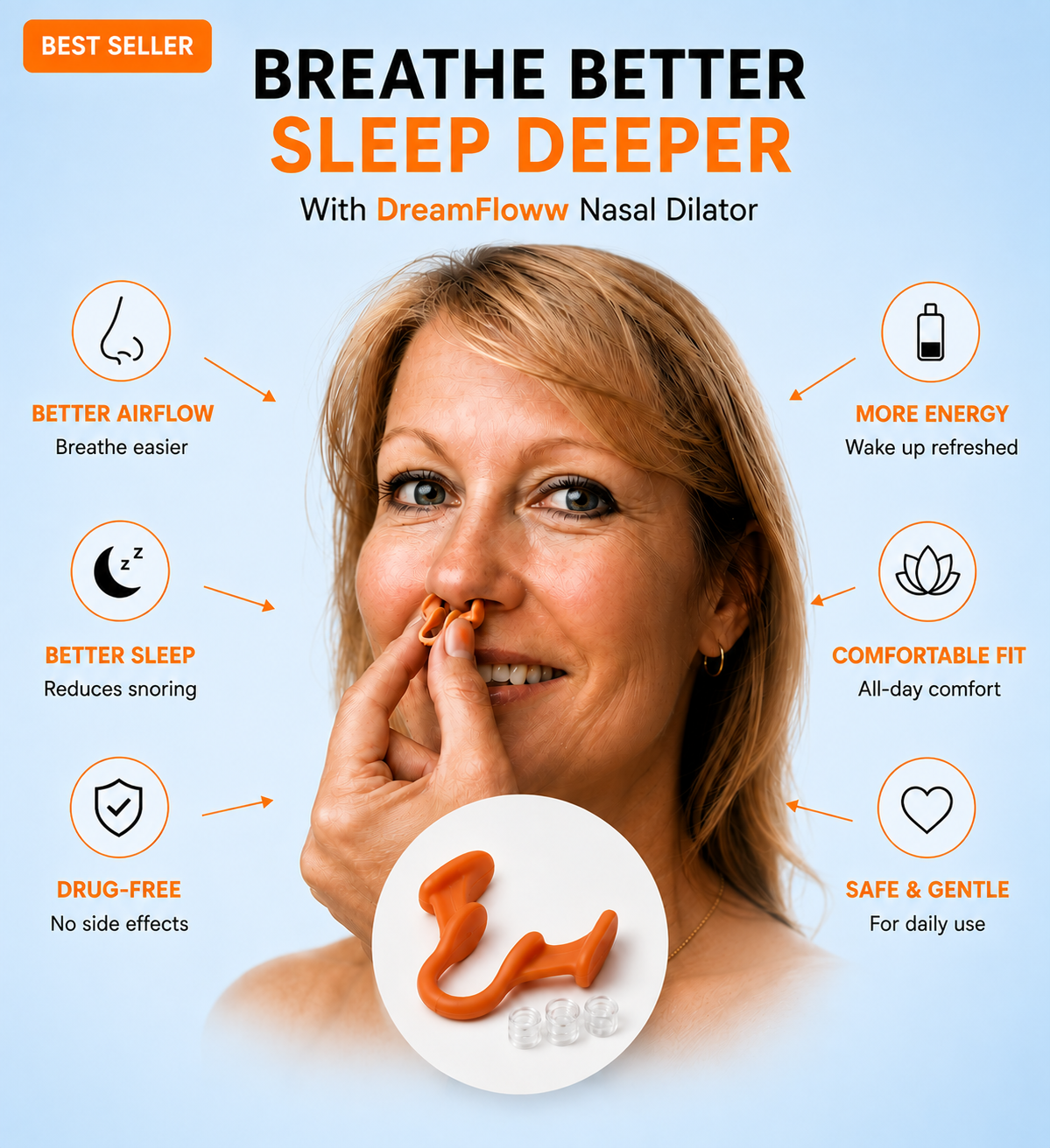 Silicone Elastic Nasal Splint Anti-snoring Device With Color Box Full Set Anti-snoring