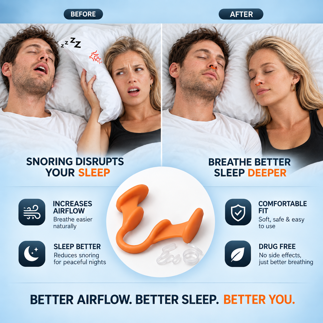 Silicone Elastic Nasal Splint Anti-snoring Device With Color Box Full Set Anti-snoring